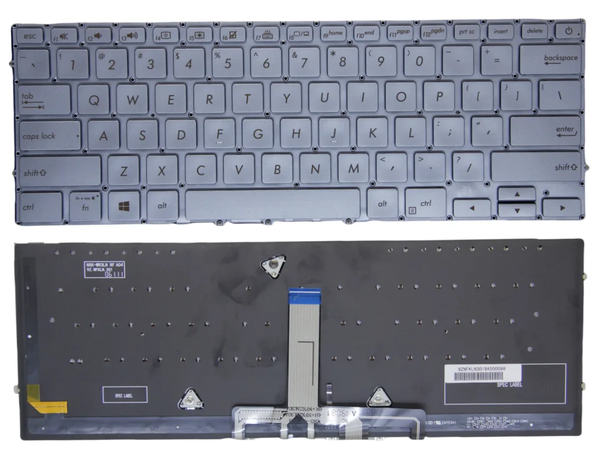 Bàn phím Dùng cho Asus UX392,UX392F,UX392FA,UX392FN (Màu Bạc + Xanh) Có Đèn