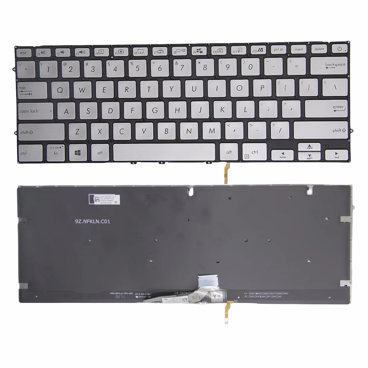Bàn phím Dùng cho Asus UX431,UX431FL,UX431FLC,UX431FA,UX431FN,UX431DA,S431F (Màu Xanh + Có đèn) Có nút nguồn