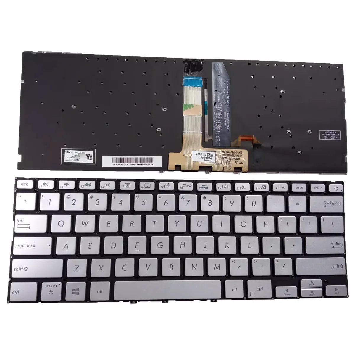 Bàn phím Dùng cho Asus X432,S432,V432,K432FL,X432FA,X432FL (Màu Bạc + Có đèn) Có nút nguồn