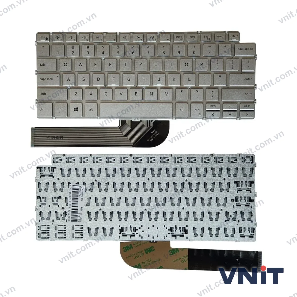 Bàn phím Dùng cho Dell Vostro,Inspiron 3400,3401,3402,3405,5401,5402,5408,5390,5391,5490,5491,5498,7391,7491,7490,P120G,Dell latitude 3410 (Màu Bạc) Có đèn