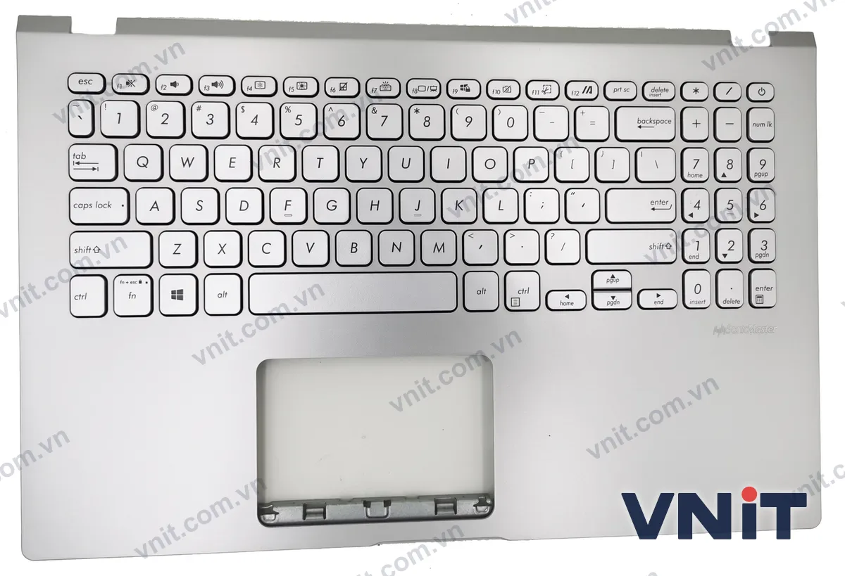 Bàn phím kèm bệ (palmrest) Laptop Asus X509, X509F, X509D, K509F, K509U, X509U (Có đèn nền) (Màu bạc)