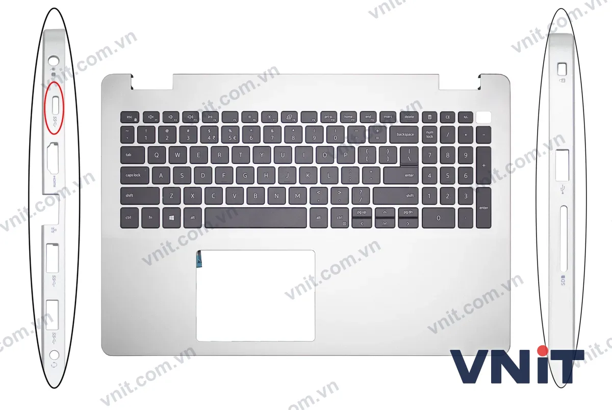 Bàn phím kèm bệ (palmrest) Laptop Dell Inspiron 15 3500, Inspiron 15 3501, Inspiron 15 3505, , 0VJ342 (Màu bạc)