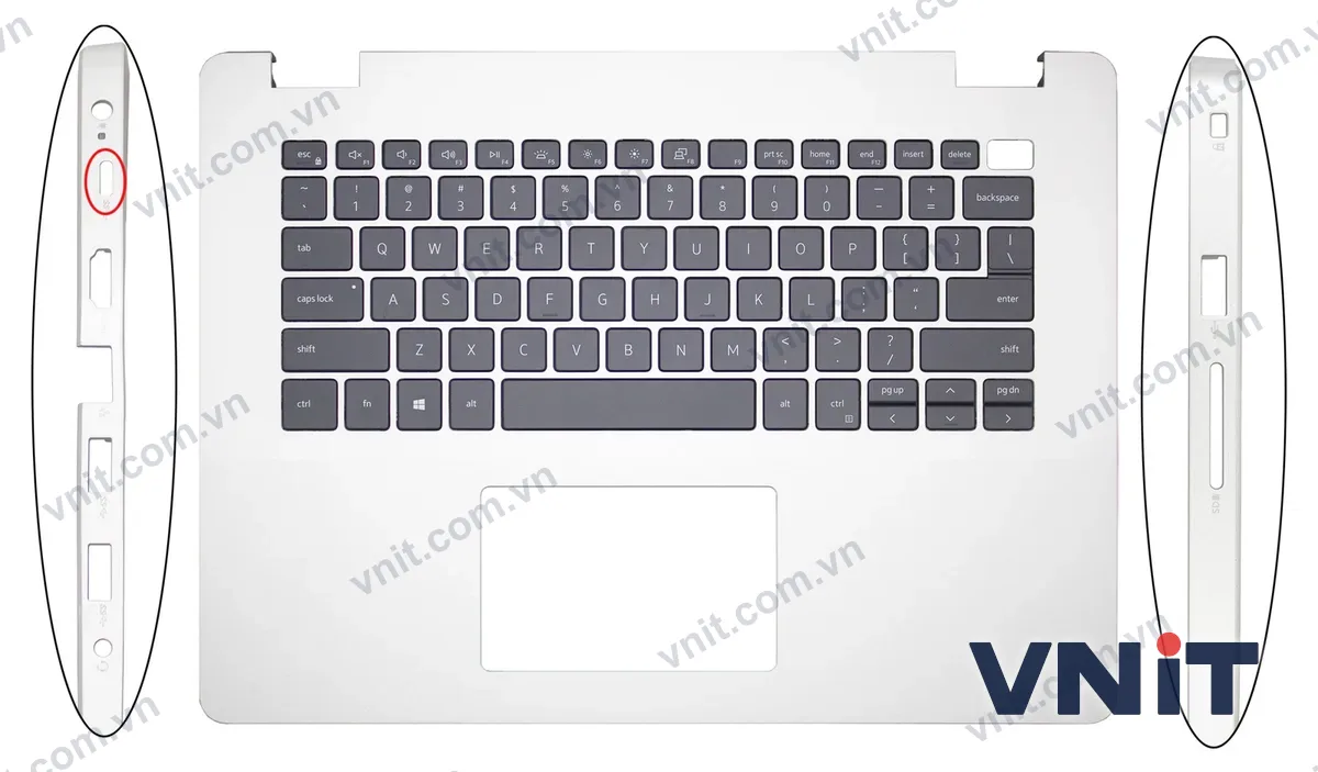 Bàn phím kèm bệ (palmrest) Laptop Dell Vostro V3400, V3401, V3405 (Có đèn nền) (Màu bạc)