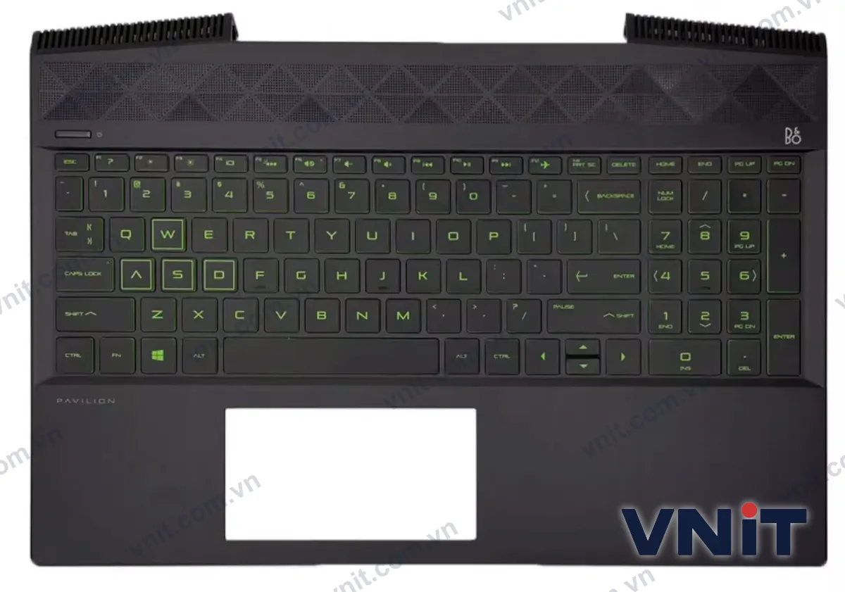 Bàn phím kèm bệ (palmrest) Laptop HP 15-CX, TPN-C133, metal (Có đèn nền) (Màu xanh lá)