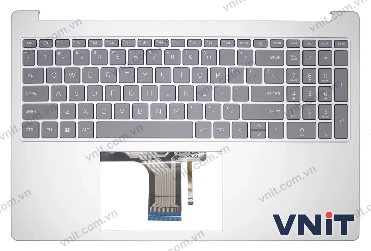 Bàn phím kèm bệ (palmrest) Laptop HP 15-FC, 15-FD, TPN-Q286, TPN-Q287, N36752-001, double fan (Có đèn nền) (Màu bạc)