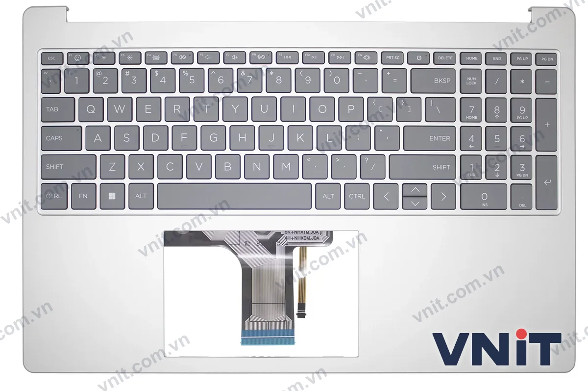 Bàn phím kèm bệ (palmrest) Laptop HP 15-FC, 15-FD, TPN-Q286, TPN-Q287, N36752-001, single fan (Có đèn nền) (Màu bạc)