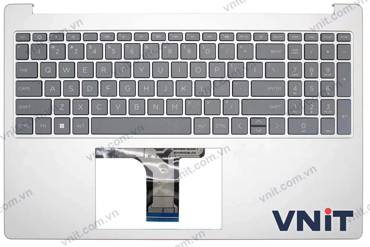 Bàn phím kèm bệ (palmrest) Laptop HP 15-FC, 15-FD, TPN-Q286, TPN-Q287, N36752-001, single fan (Màu bạc)