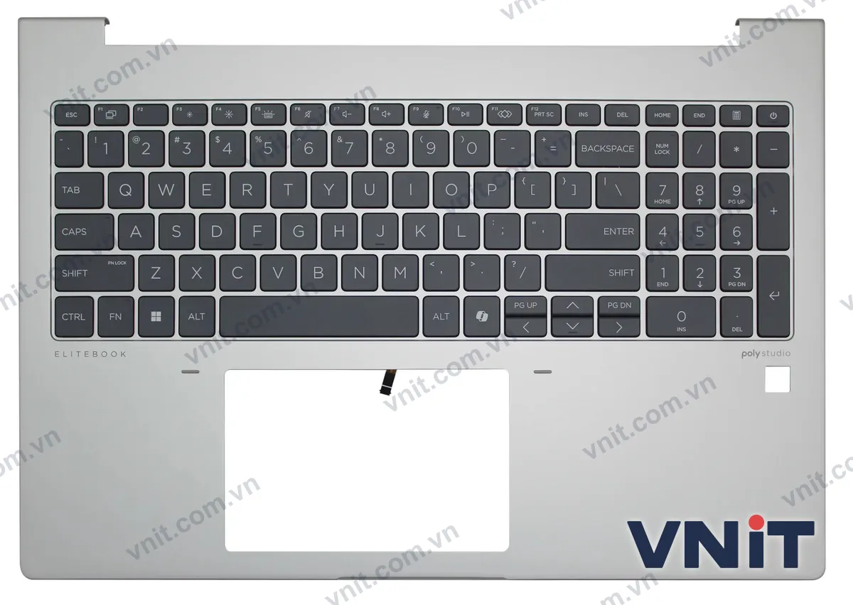 Bàn phím kèm bệ (palmrest) Laptop HP EliteBook 660 G11, 665 G11, N97246-001 (Có đèn nền) (Màu bạc)