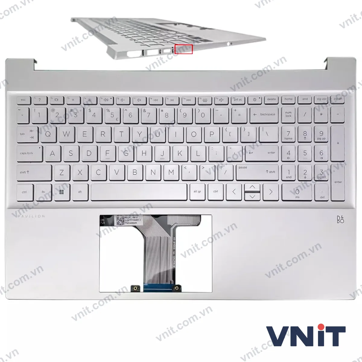 Bàn phím kèm bệ (palmrest) Laptop HP Pavilion 15-EG, 15-EH, TPN-Q245, TPN-Q246, 2021 (Có đèn nền) (Màu bạc)