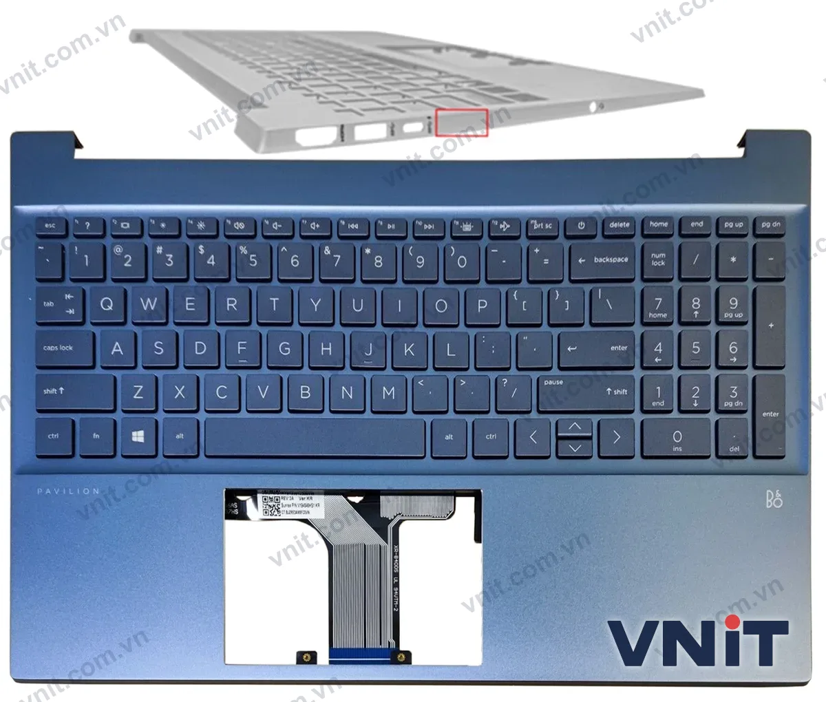 Bàn phím kèm bệ (palmrest) Laptop HP Pavilion 15-EG, 15-EH, TPN-Q245, TPN-Q246, 2021 (Có đèn nền) (Màu xanh)