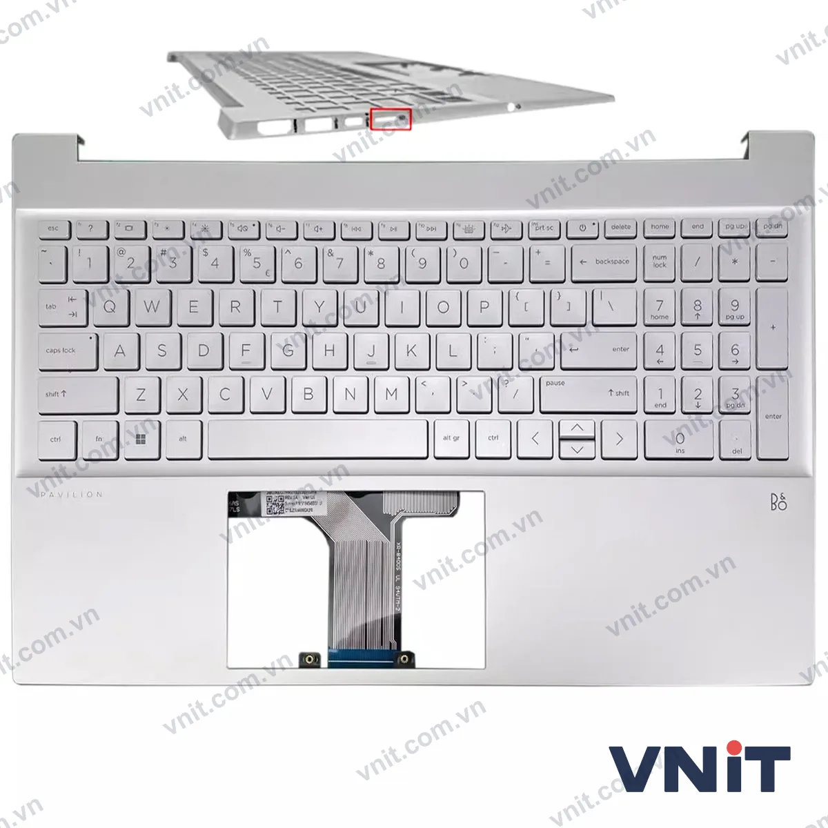 Bàn phím kèm bệ (palmrest) Laptop HP Pavilion 15-EG, 15-EH, TPN-Q245, TPN-Q246, 2021 SD (Có đèn nền) (Màu bạc)