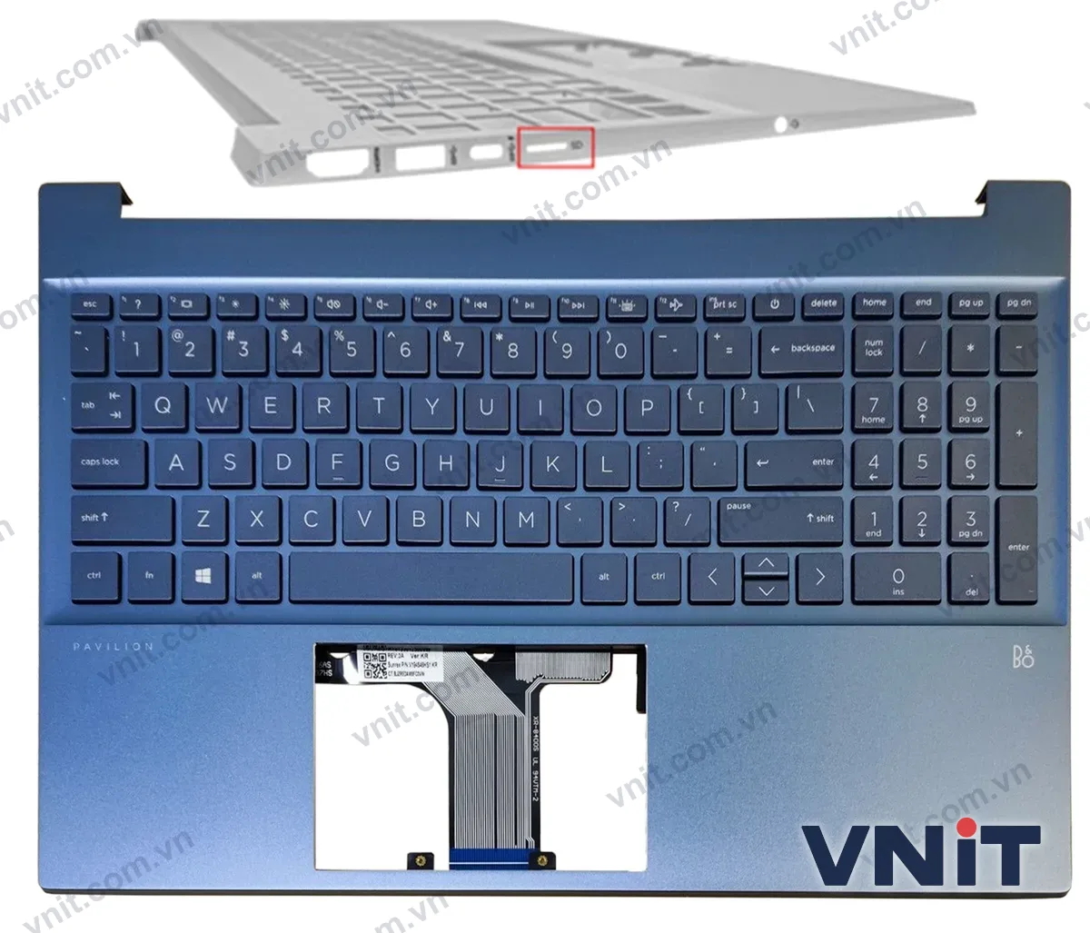 Bàn phím kèm bệ (palmrest) Laptop HP Pavilion 15-EG, 15-EH, TPN-Q245, TPN-Q246, 2021 SD (Có đèn nền) (Màu xanh)