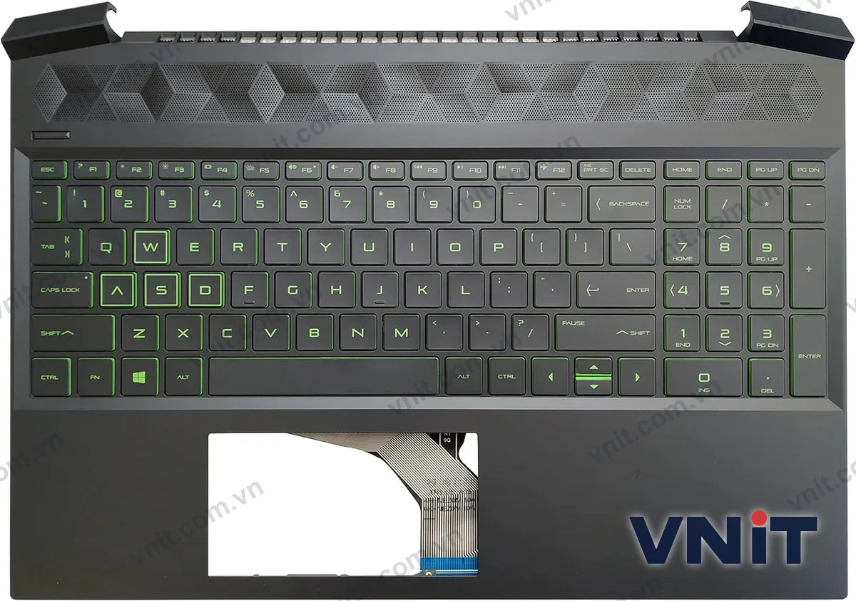 Bàn phím kèm bệ (palmrest) Laptop HP Pavilion Gaming 15-EC, 15Z-EC0000, 15-EC0000, 15-EC0013DX, font (Có đèn nền) (Màu xanh lá)