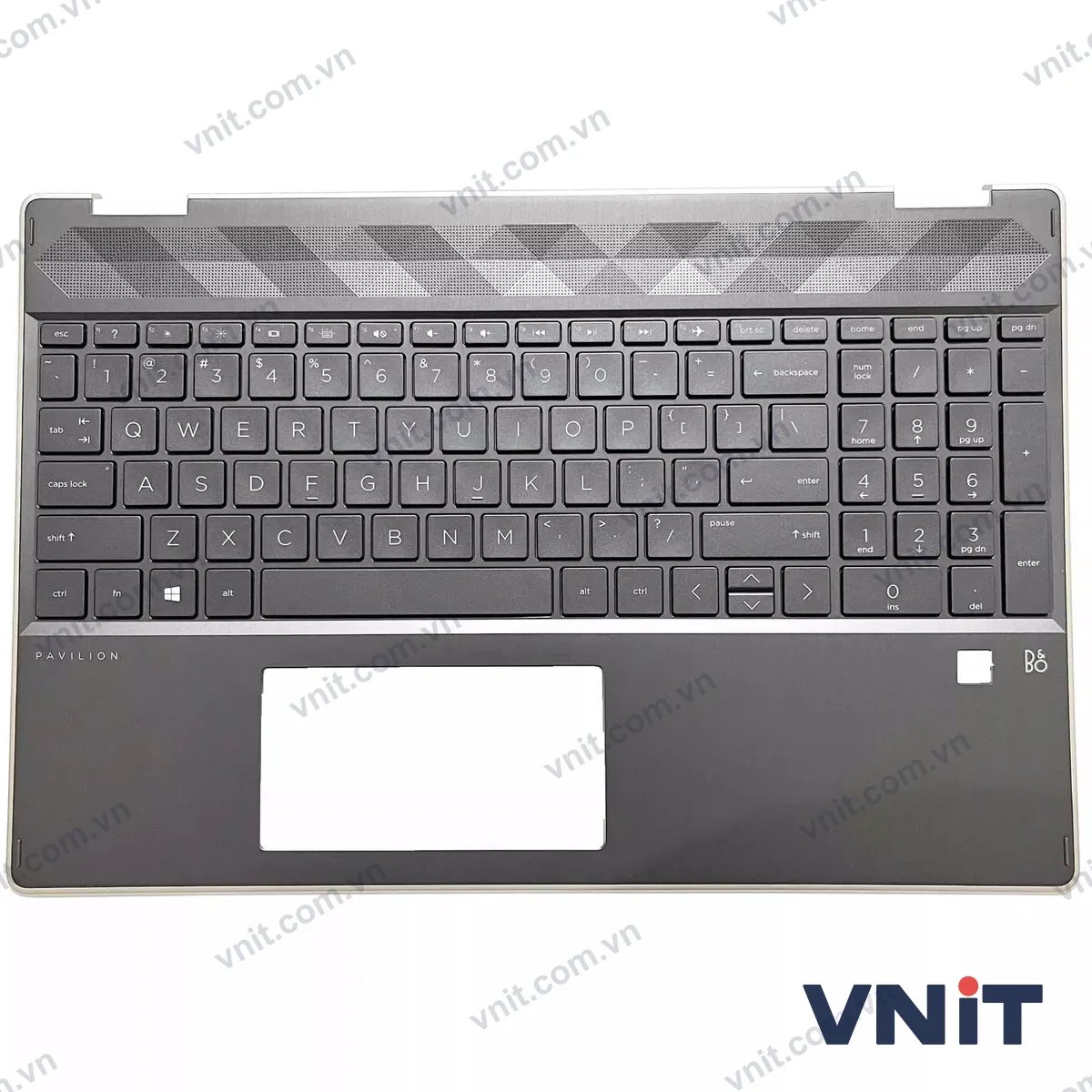 Bàn phím kèm bệ (palmrest) Laptop HP pavilion X360 15-DQ, TPN-W140, edging fingerprint hole (Có đèn nền) (Màu bạc)