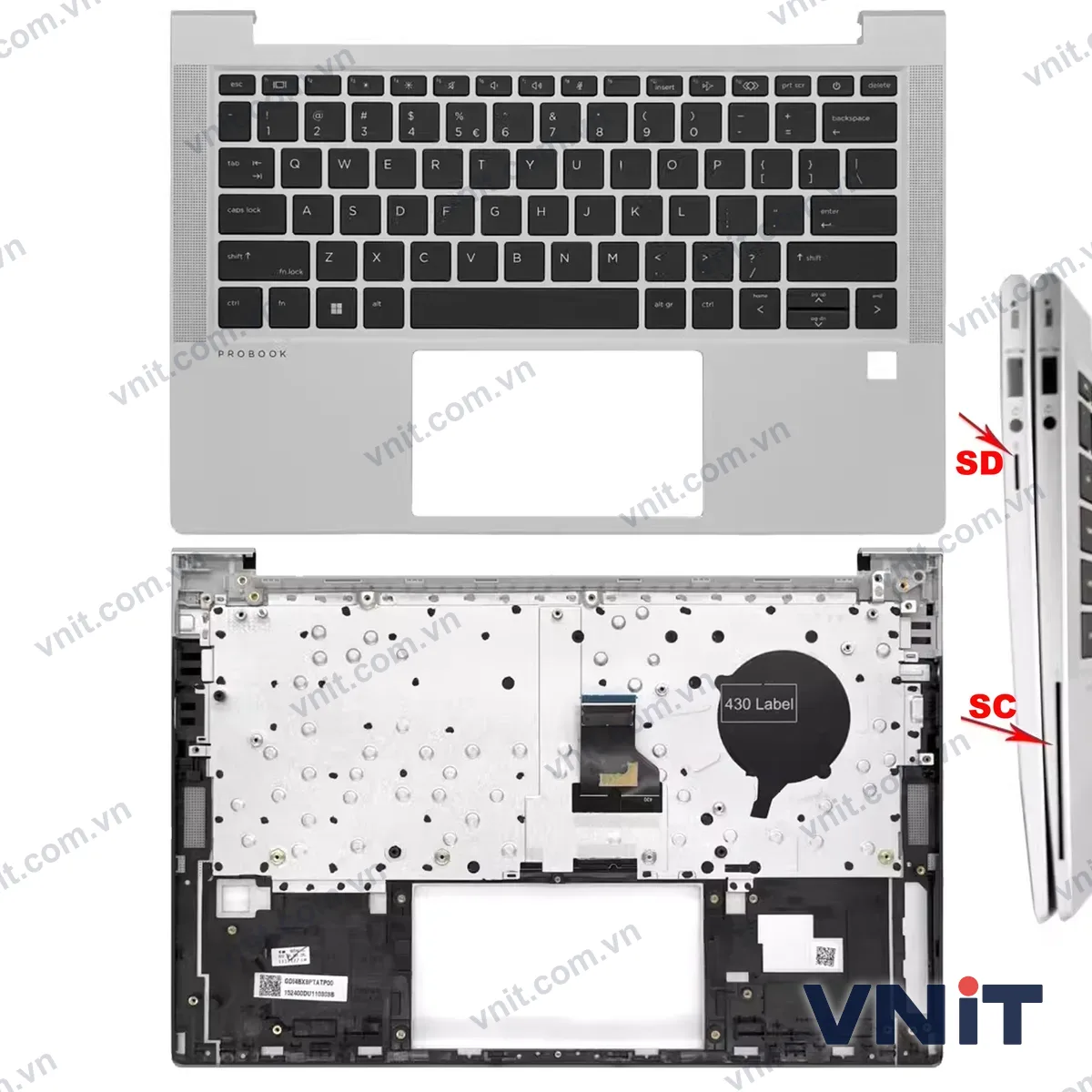 Bàn phím kèm bệ (palmrest) Laptop HP Probook 430 G8 topcase cover C case SD (Màu bạc)