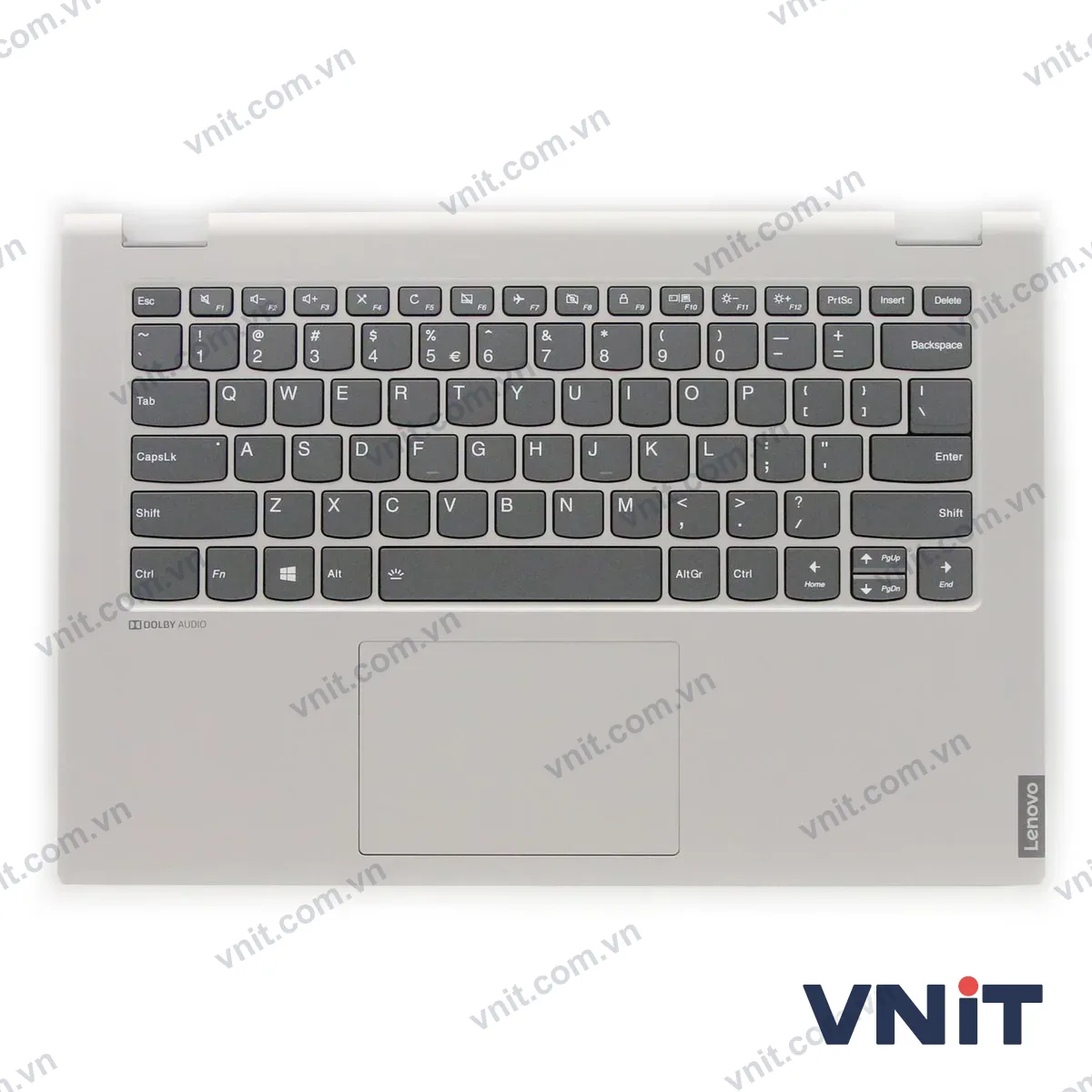 Bàn phím kèm bệ (palmrest) Laptop Lenovo IdeaPad C340-14IWL, 5CB0S17478 (Có đèn nền) (Màu bạc)