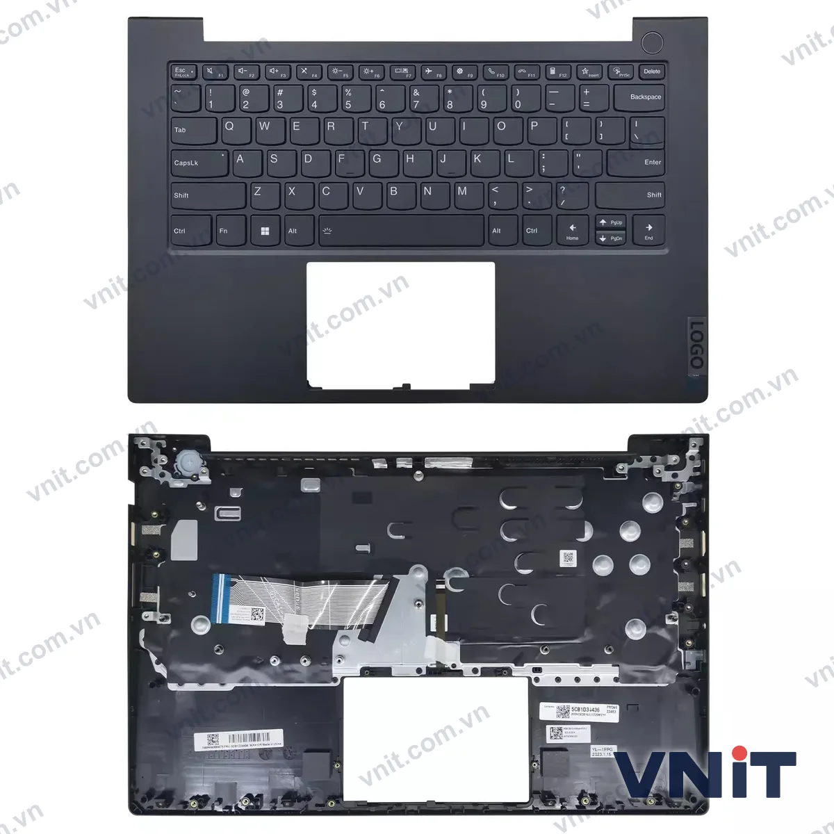 Bàn phím kèm bệ (palmrest) Laptop Lenovo K4E-ITL 6 14ITL 2021 2020 topcase cover C case (Có đèn nền) (Màu đen)