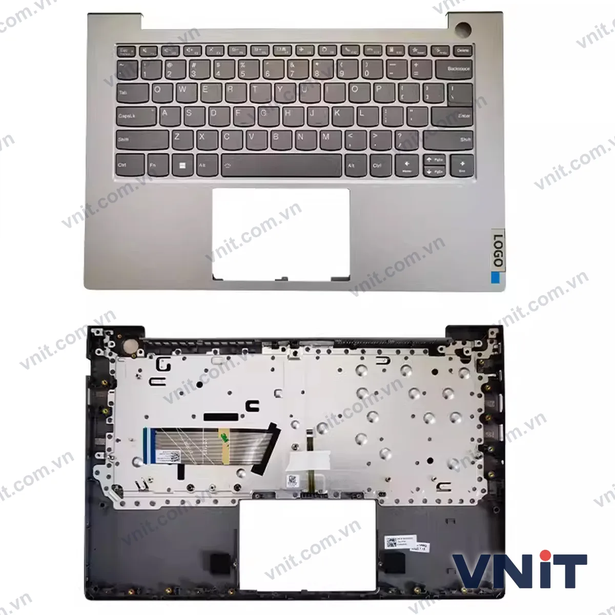 Bàn phím kèm bệ (palmrest) Laptop Lenovo K4E-ITL 6 14ITL 2021 2020 topcase cover C case (Có đèn nền) (Màu xám)