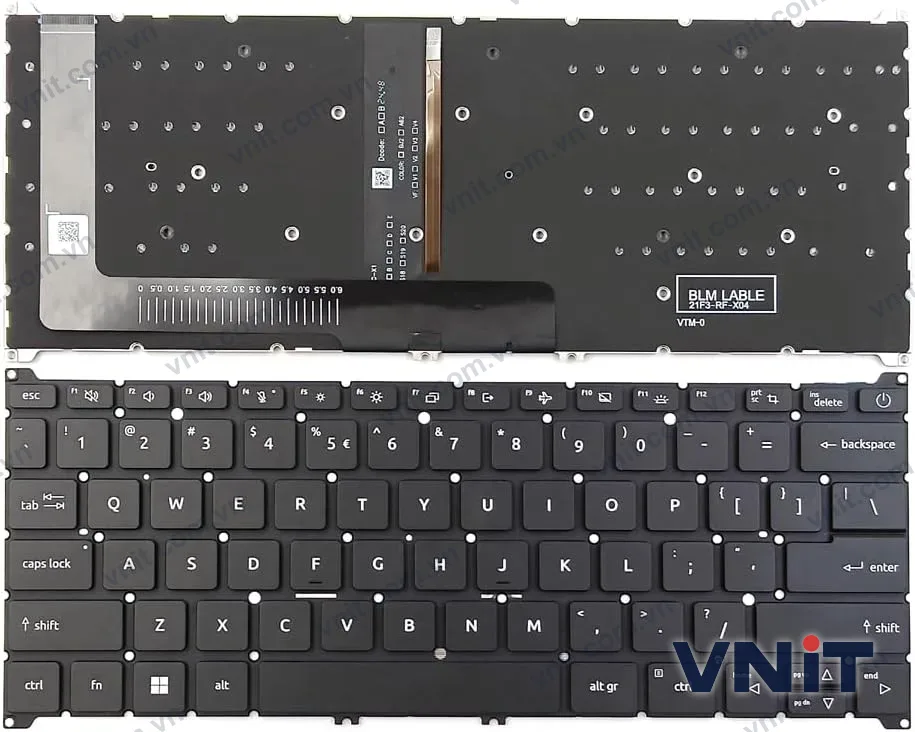 Bàn phím Laptop Acer Aspire A314-23M, A314-23P, A314-36M, A314-36P, A514-55G, A514-56P (Có đèn nền) (Màu đen)