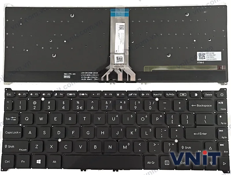Bàn phím Laptop Acer ConceptD CN315-72, CN315-72G, CN315-72P, CN315-73, CN315-73G, CN315-73P (Có đèn nền) (Màu đen)