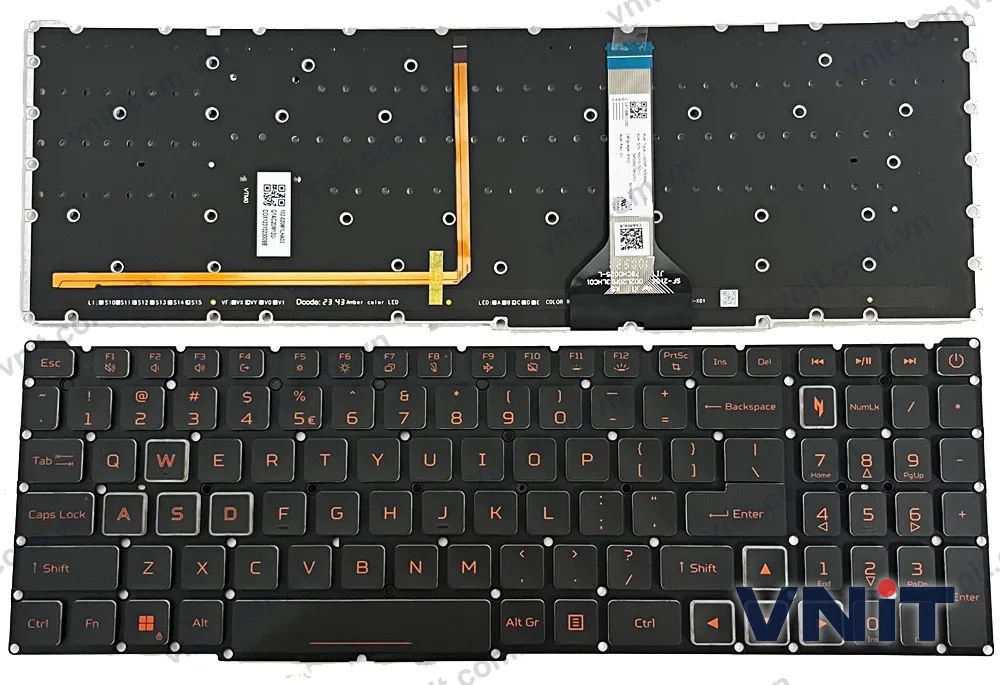 Bàn phím Laptop Acer Nitro V 16 ANV16-41, ANV16-71, N24C4 (Có đèn nền) (Màu đen)