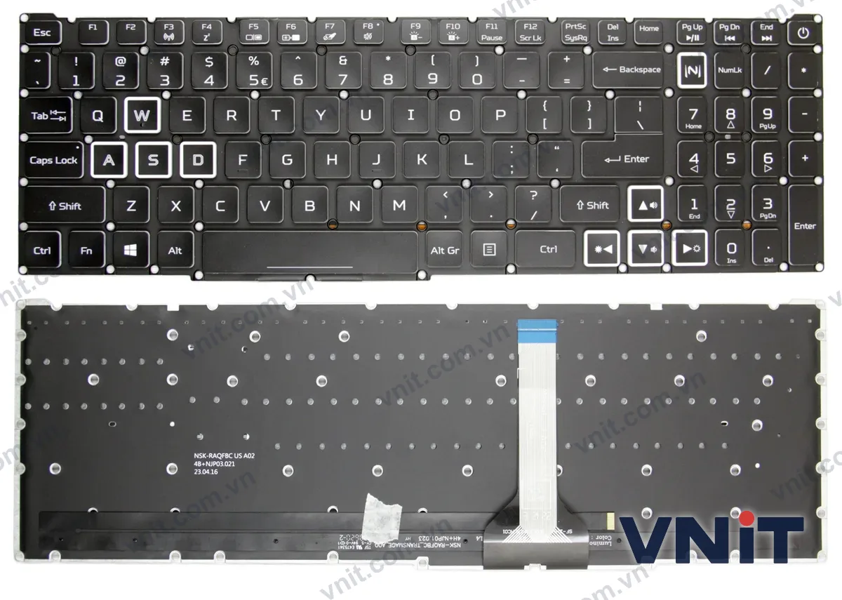 Bàn phím Laptop Acer Predator Helios Neo 16, N22Q22, PHN16-71, PHN16-72, slim cable (Có đèn nền) (Màu trắng)