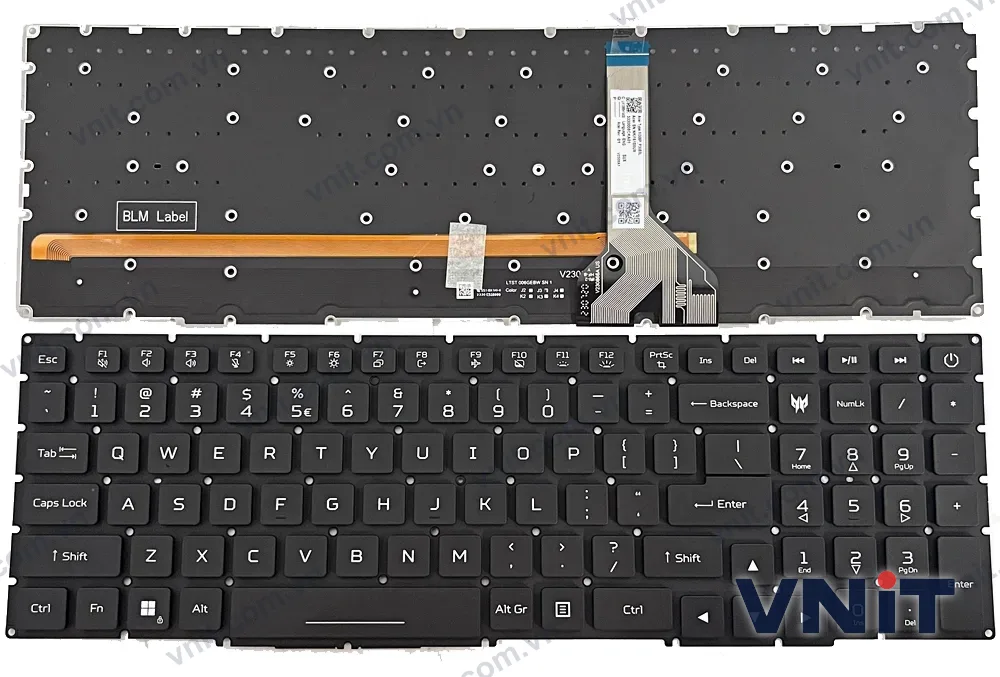 Bàn phím Laptop Acer Predator Helios Neo 18 PHN18-71, N23C13, RGB (Có đèn nền) (Màu đen)