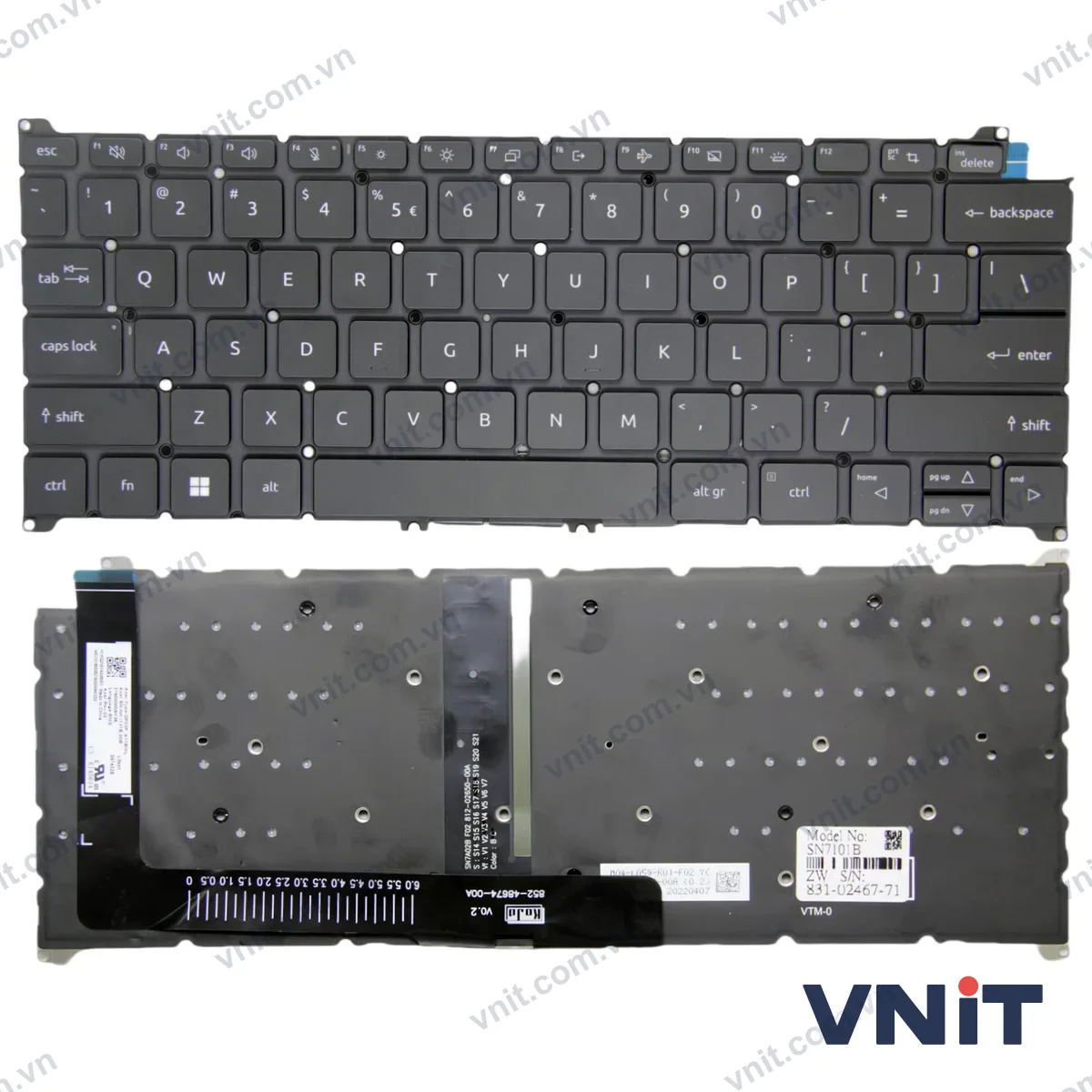Bàn phím Laptop Acer Swift 3 SF314-512, SF314-512T, SF314-59, SF314-71, Extensa 14 EX214-53 (Có đèn nền) (Màu đen)