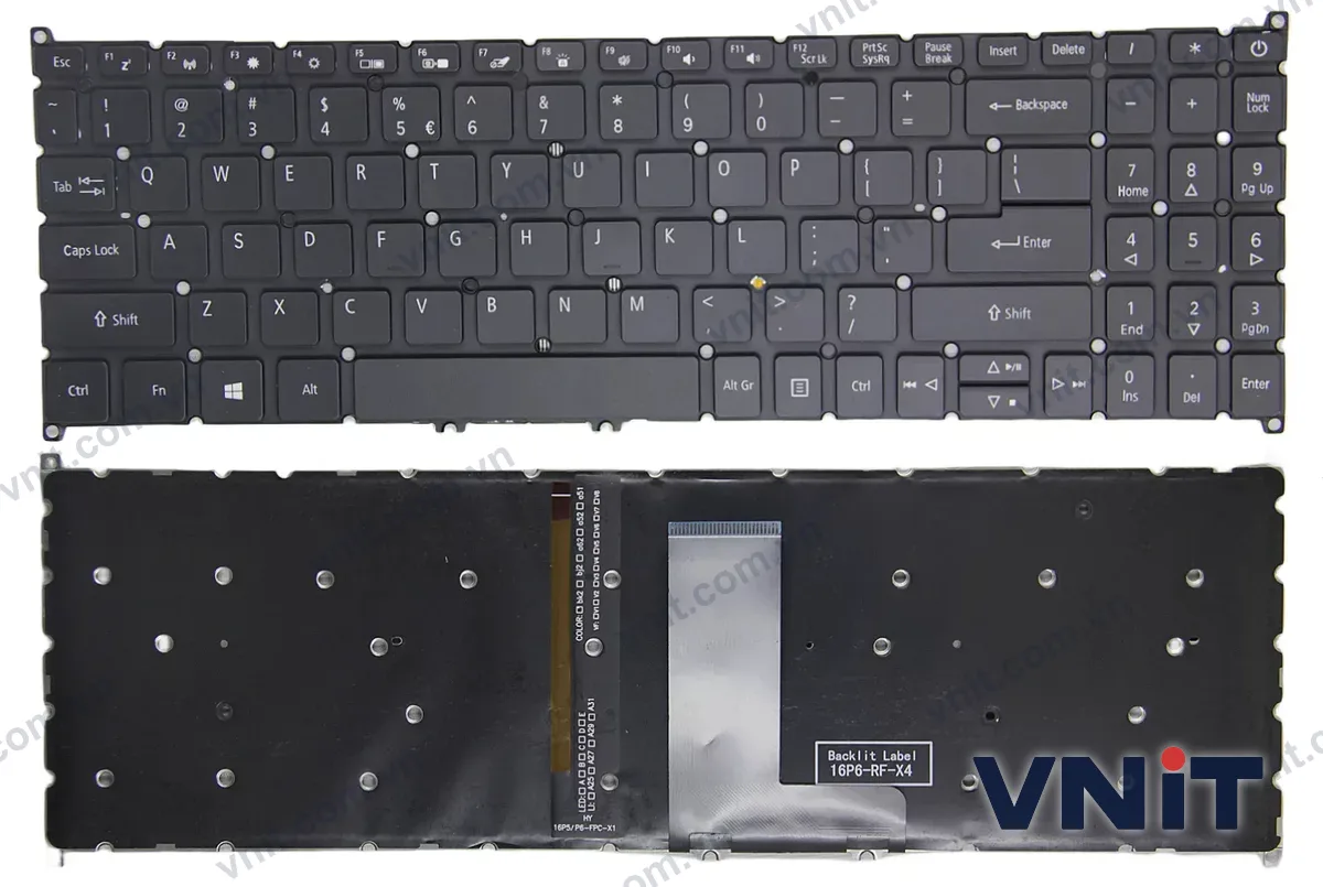 Bàn phím Laptop Acer SwiftX SFX16-51G, Aspire S50-51, S50-53, Function keys (Có đèn nền) (Màu đen)