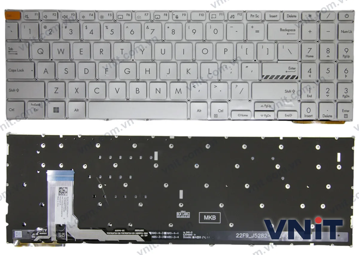 Bàn phím Laptop Asus K3605, K3605ZV, K3605VC, K3504, M3504, S3504, E1504, M3605, orange (Có đèn nền) (Màu bạc)