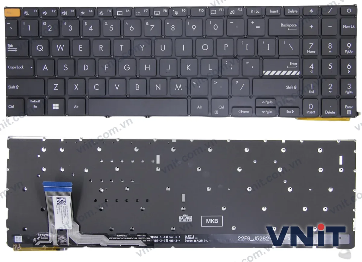 Bàn phím Laptop Asus K3605, K3605ZV, K3605VC, K3504, M3504, S3504, E1504, M3605, orange (Có đèn nền) (Màu đen)