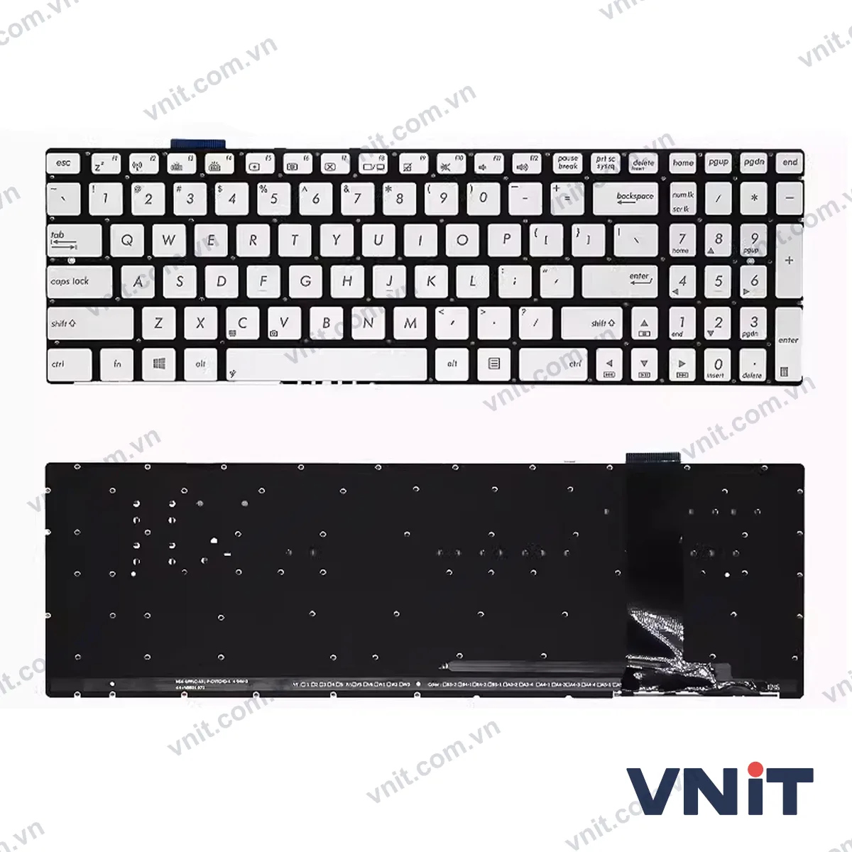 Bàn phím Laptop Asus N56, N55, 0 N550JV, N550J, N550X, N750j (Có đèn nền) (Màu bạc)