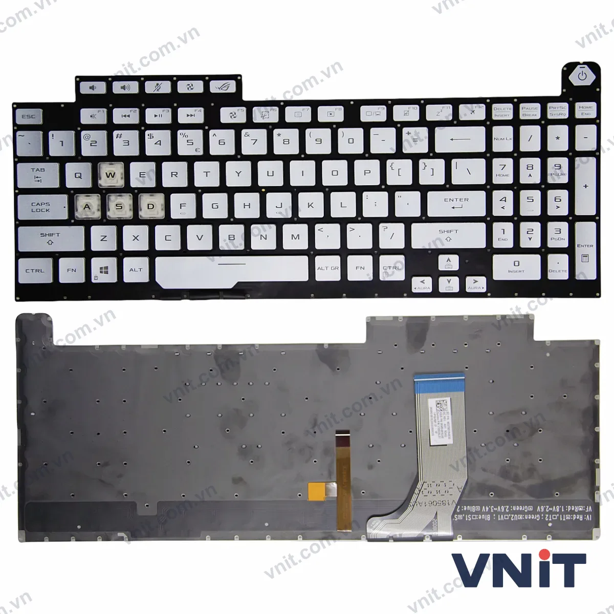 Bàn phím Laptop Asus ROG Strix G731 G732 GL731 G712 PX731 16pin RGB (Có đèn nền) (Màu bạc)