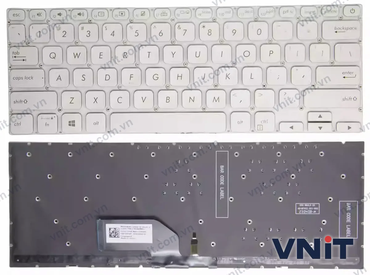 Bàn phím Laptop Asus S13 S330FA, S330FN, S330FL, S330UA, S330UN, X330FA, X330UA (Có đèn nền) (Màu bạc)