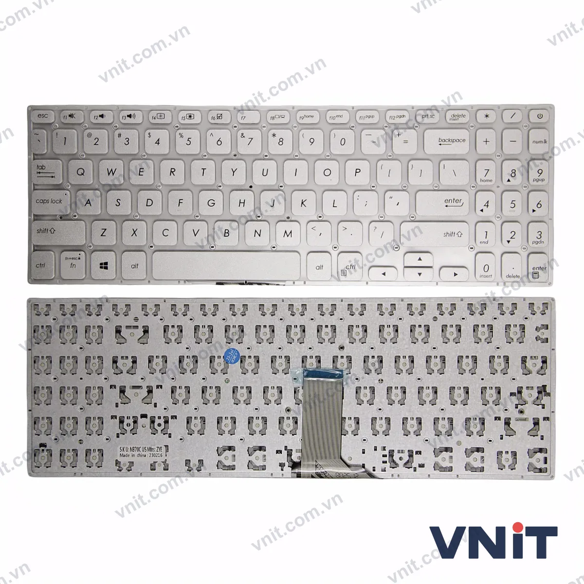 Bàn phím Laptop Asus S15 S5300U S5300UN X530 K530 S5300F OEM (Màu bạc)