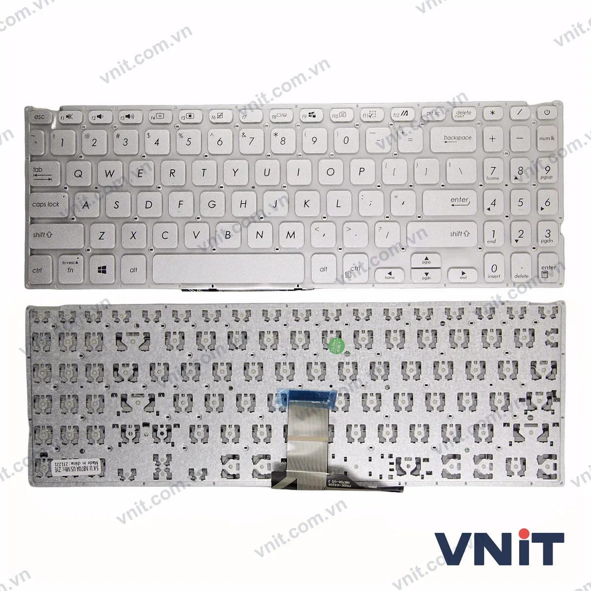 Bàn phím Laptop Asus S1500, S505, S509, S515, S516, S565, X1500, Y1511, OEM (Màu bạc)