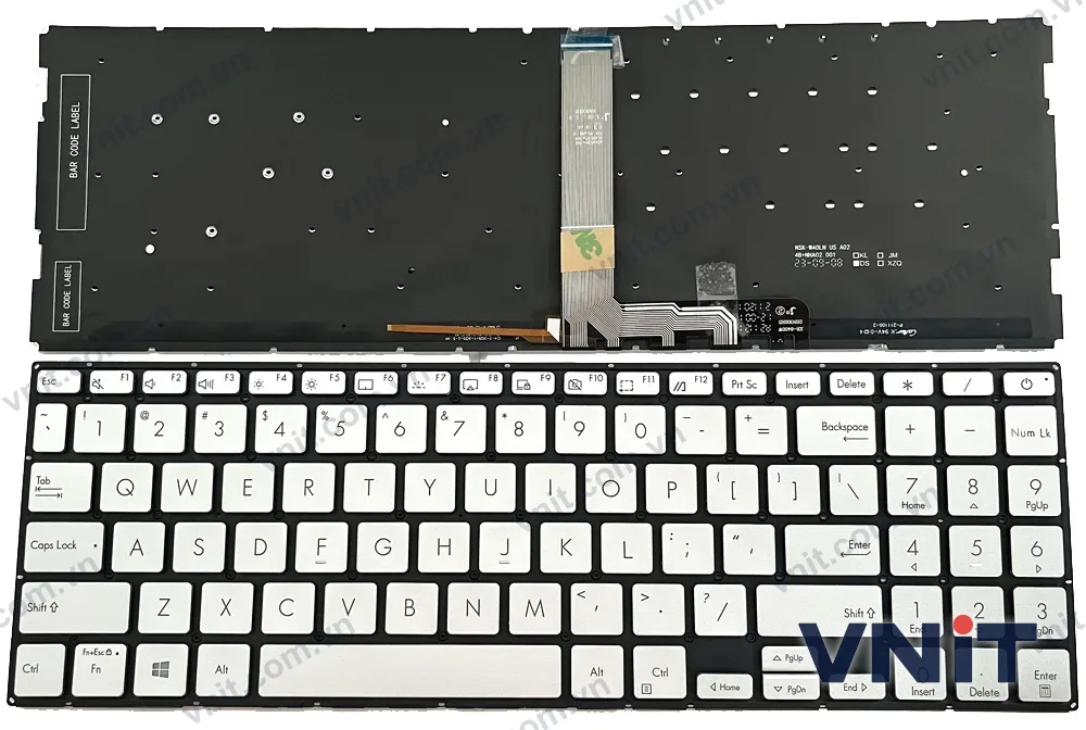 Bàn phím Laptop Asus UX535, UX535L, UX535LH, UX535LI, UX535Q, UX535QE, UM535 (Có đèn nền) (Màu bạc)