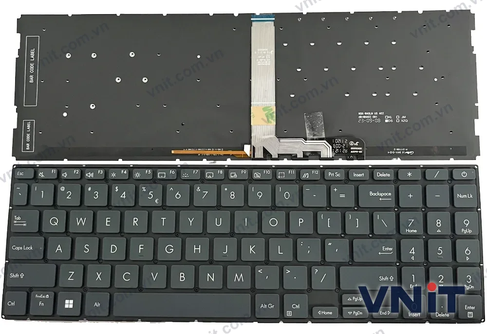 Bàn phím Laptop Asus UX535, UX535L, UX535LH, UX535LI, UX535Q, UX535QE, UM535 (Có đèn nền) (Màu xám)