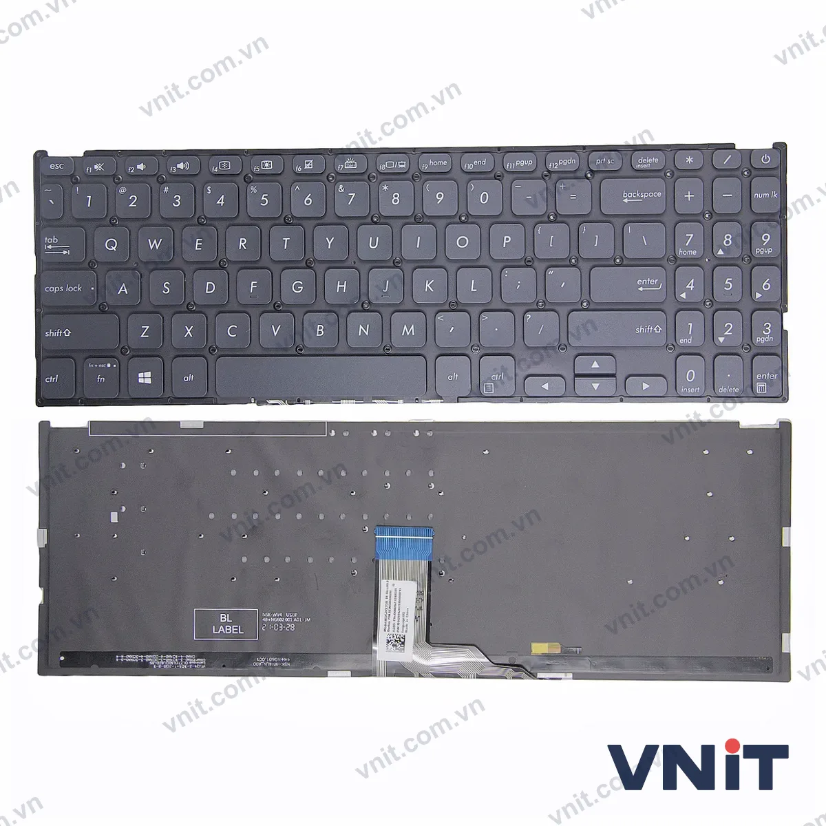Bàn phím Laptop Asus VivoBook A512 K512 P1504 R564 (Có đèn nền) (Màu đen)