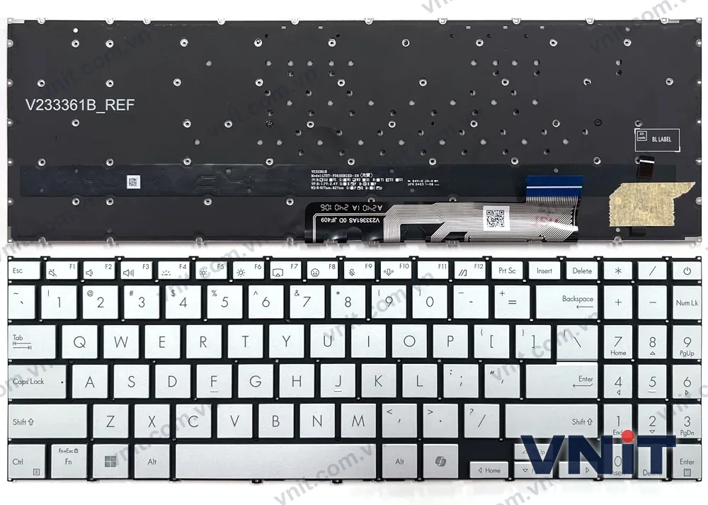 Bàn phím Laptop Asus Vivobook S 15 OLED M5506UA, S5506, S5507, S 16 OLED S5606 (Có đèn nền) (Màu bạc)