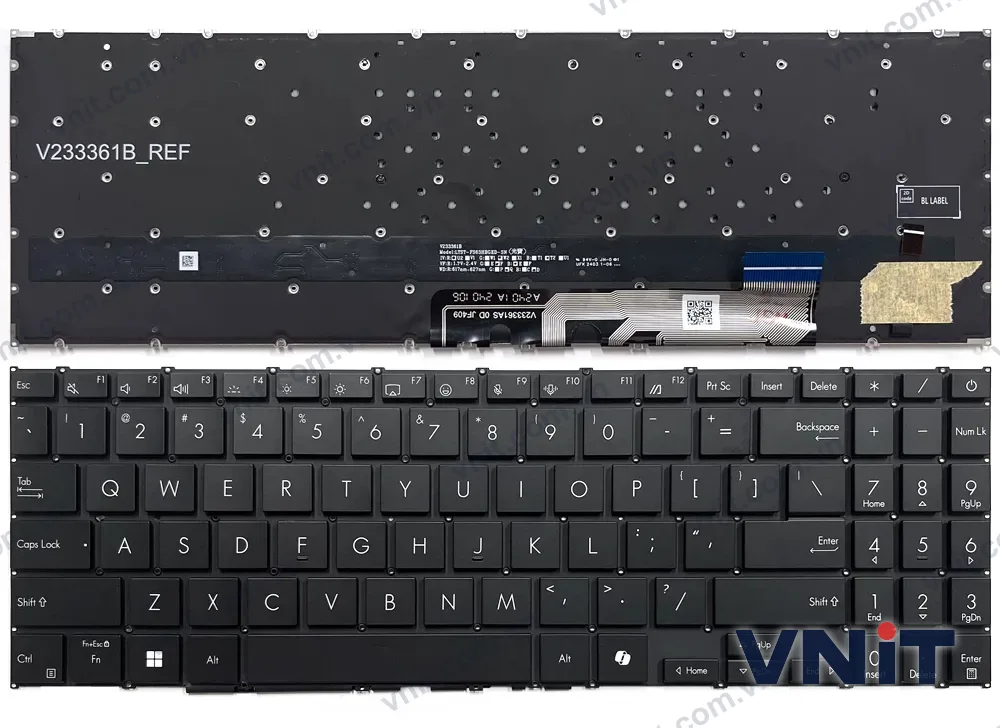 Bàn phím Laptop Asus Vivobook S 15 OLED M5506UA, S5506, S5507, S 16 OLED S5606 (Có đèn nền) (Màu đen)