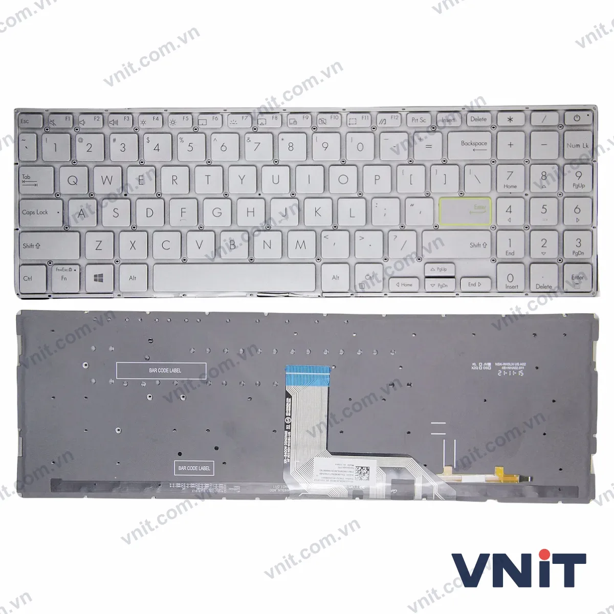 Bàn phím Laptop Asus VivoBook X513 M513 E510 V5050 V5100E M5100 K513 FL8800 (Có đèn nền) (Màu bạc)