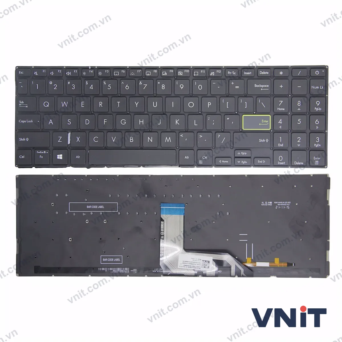 Bàn phím Laptop Asus VivoBook X513 M513 E510 V5050 V5100E M5100 K513 FL8800 (Có đèn nền) (Màu đen)