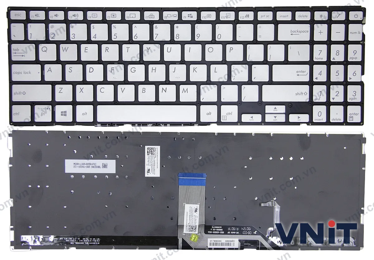 Bàn phím Laptop Asus VivoBook X531, X532, S5500, K532F, S532F (Có đèn nền) (Màu bạc)