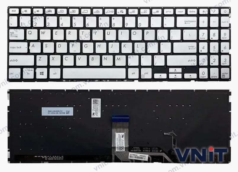 Bàn phím Laptop Asus VivoBook X532, X532E, X532F, X532FA, X532FL, K532F, S532F, S532FL (Có đèn nền) (Màu bạc)