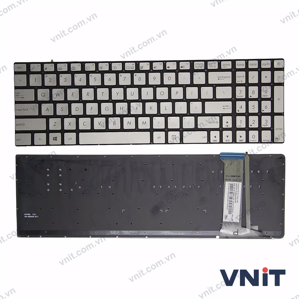 Bàn phím Laptop Asus Z50JX GL752 ZX70 FX71 FX50V FX-PRO PRO6300 PRO6700 (Có đèn nền) (Màu bạc)