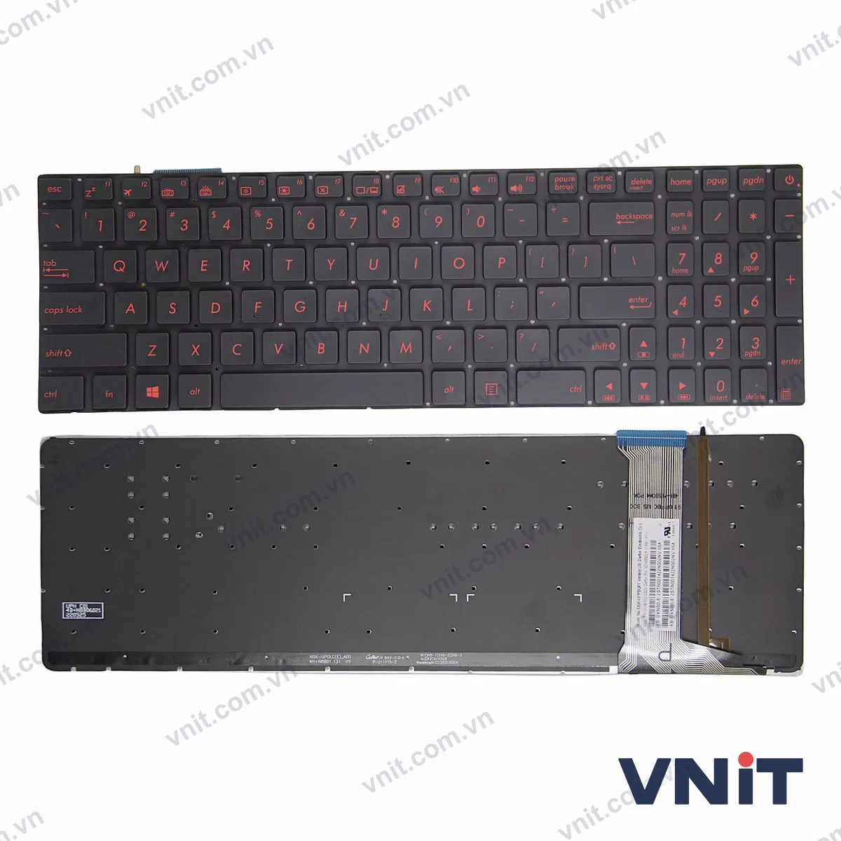 Bàn phím Laptop Asus Z50JX GL752 ZX70 FX71 FX50V FX-PRO PRO6300 PRO6700 (Có đèn nền) (Màu đỏ)