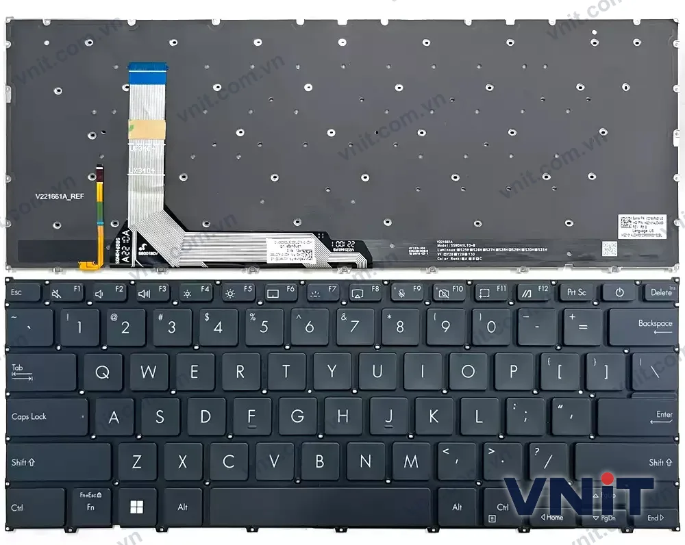 Bàn phím Laptop Asus Zenbook 14X OLED Q410 Q410VA Q420 Q420VA (Có đèn nền) (Màu đen)