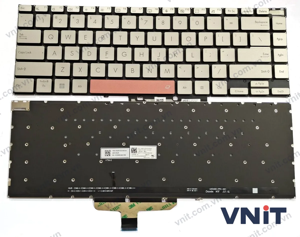 Bàn phím Laptop Asus Zenbook 14X UM5401Q UM5401QA Titanium (Có đèn nền)