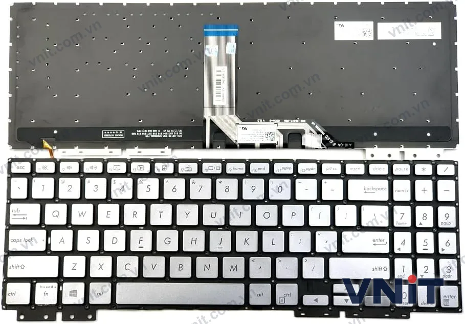 Bàn phím Laptop Asus ZenBook Flip 15 UX562, UX562F, UX562FA, UX562FAC, UX562FD, UX562FDX (Có đèn nền) (Màu bạc)